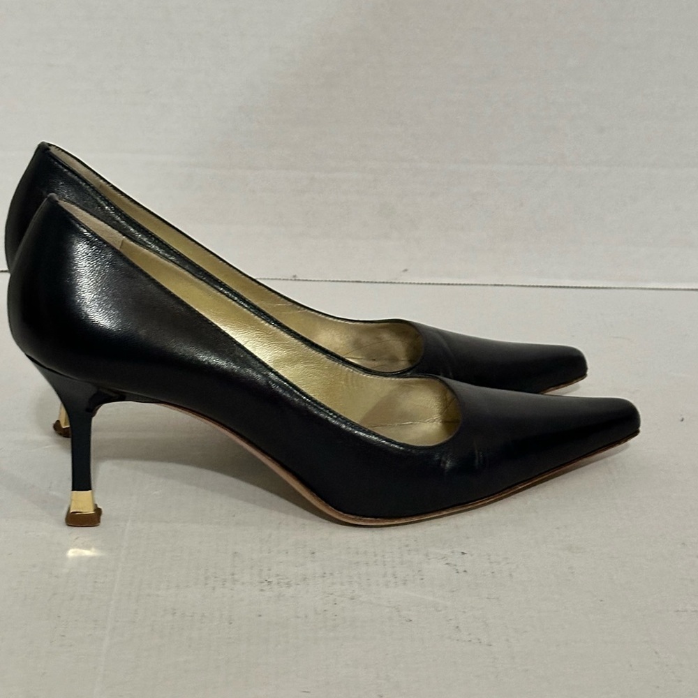 St.John navy blue/gold pointed heels size 38 - Picture 2 of 13